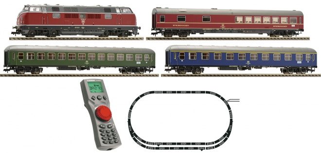 Digital Starter Set with Diesel Locomotive BR 221 and Passenger train<br /><a href='images/pictures/Fleischmann/227971.jpg' target='_blank'>Full size image</a>